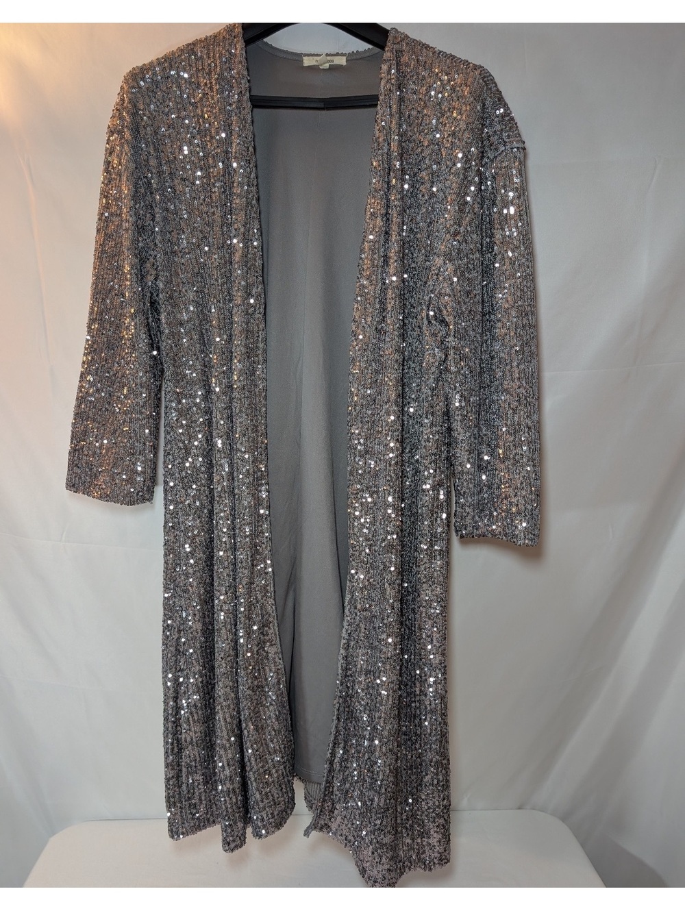 Maurices Women's XL Long Silver Sequin Cardigan Sweater